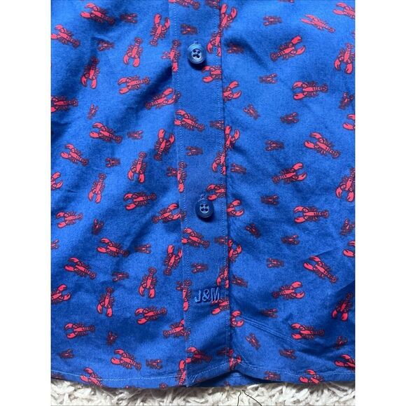 Johnston Murphy Shirt Mens Large Blue Lobster Print Short Sleeve Casual - Picture 3 of 8